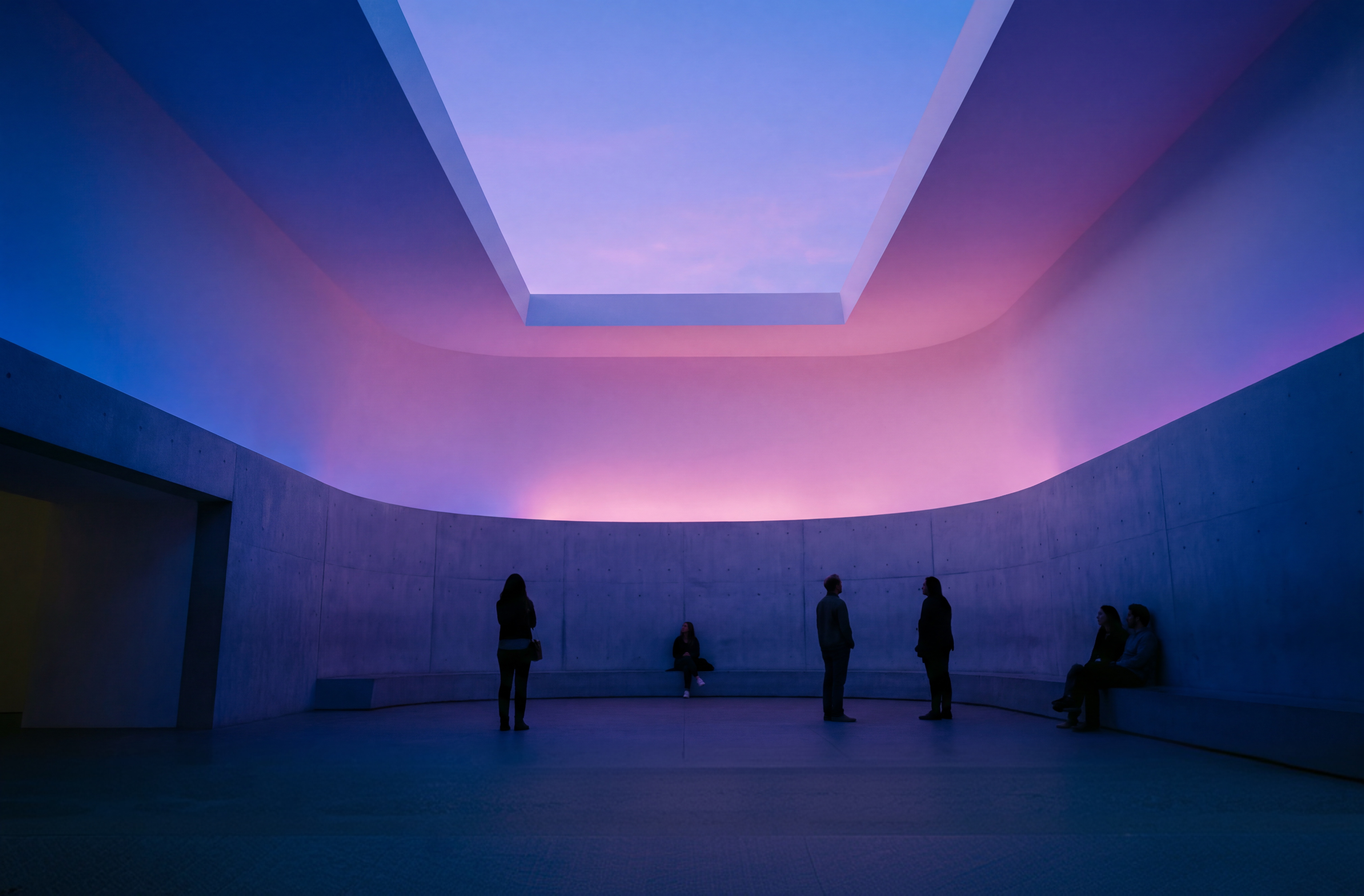Blue and magenta ceiling light gradient