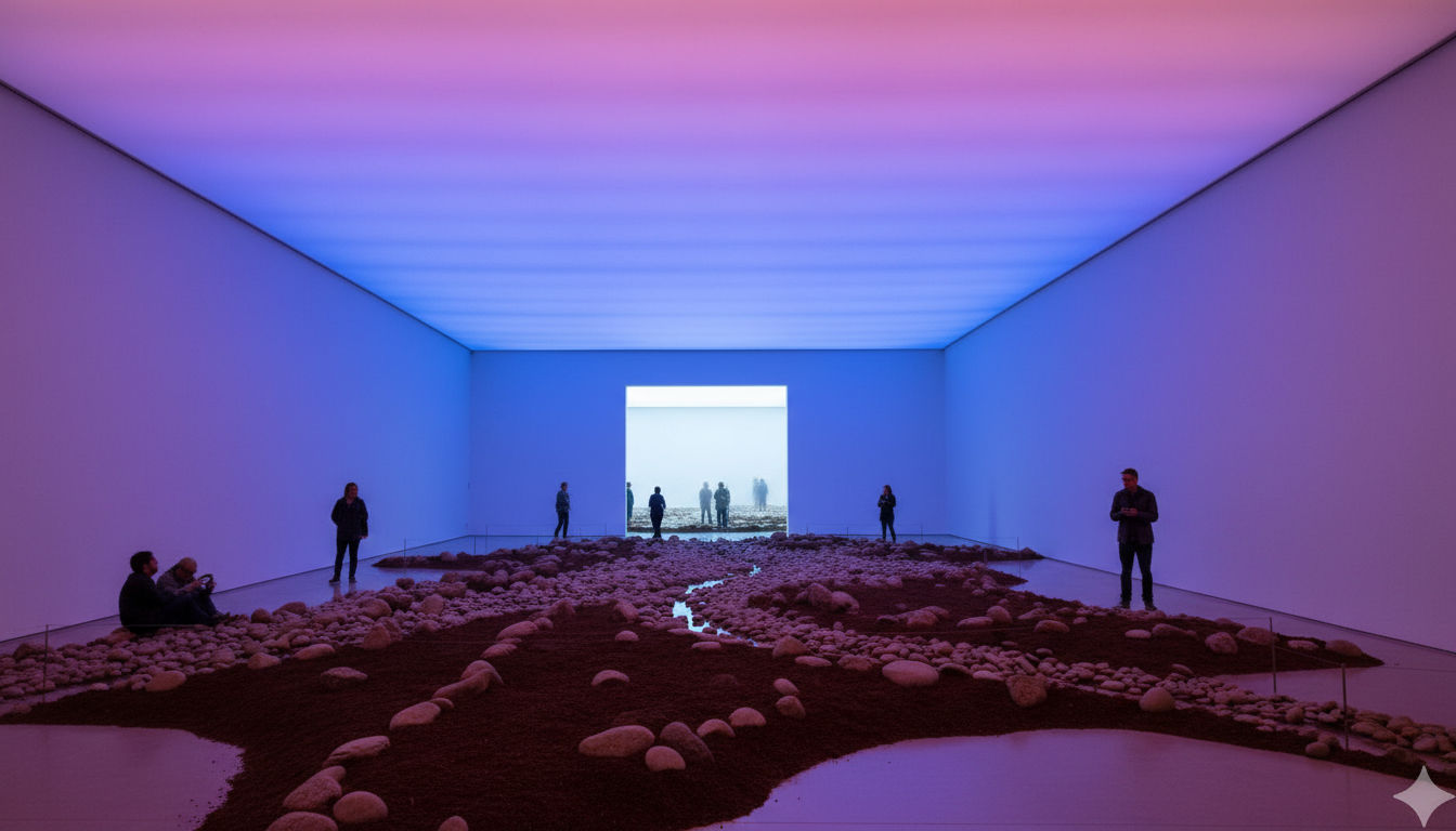 Purple and blue gradient light installation
